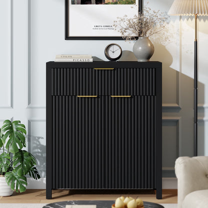 Laintene Sideboard Buffet Cabinet with Storage Drawer, Fluted Storage Cabinet with Adjustable Shelf for Dining Living Room, Entryway, Black