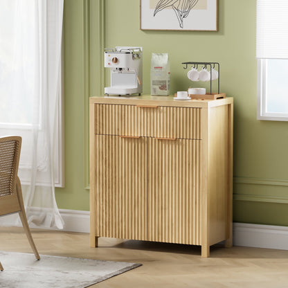 Laintene Sideboard Buffet Cabinet with Storage Drawer, Fluted Storage Cabinet with Adjustable Shelf for Dining Living Room, Entryway, Natural Oak