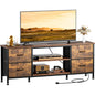 TV Stand for Bedroom, Television Stand for TV up to 60 Inch Entertainment Center Dresser with 4 Drawers Open Storage Shelves for Living Room, Entryway, Brown