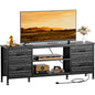 TV Stand for Bedroom, Television Stand for TV up to 60 Inch Entertainment Center Dresser with 4 Drawers Open Storage Shelves for Living Room, Entryway, Black