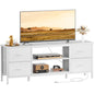 TV Stand for Bedroom, Television Stand for TV up to 60 Inch Entertainment Center Dresser with 4 Drawers Open Storage Shelves for Living Room, Entryway, White