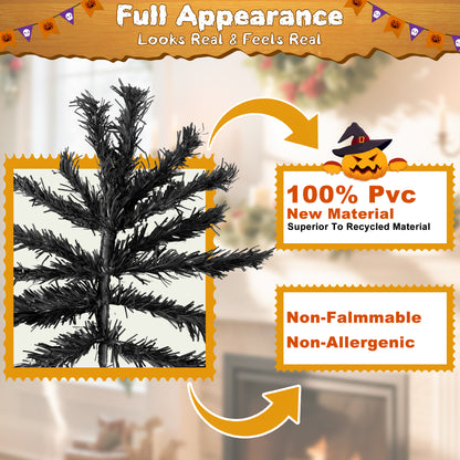 Laintene 6FT Artificial Christmas Tree with 800 Tips, Realistic Fir Xmas Tree for Indoor/Outdoor Decor, Sturdy Metal Stand, Black