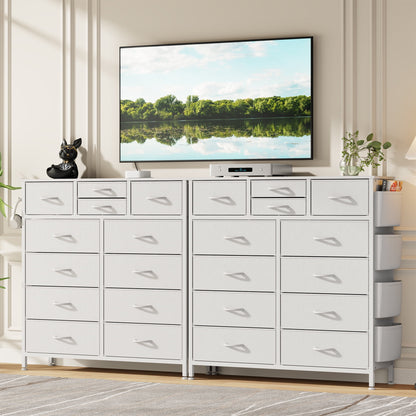 LainTene Fabric Dresser with 12 Drawers Dresser for Bedroom Chests of Drawers Storage Tower for Living Room, White