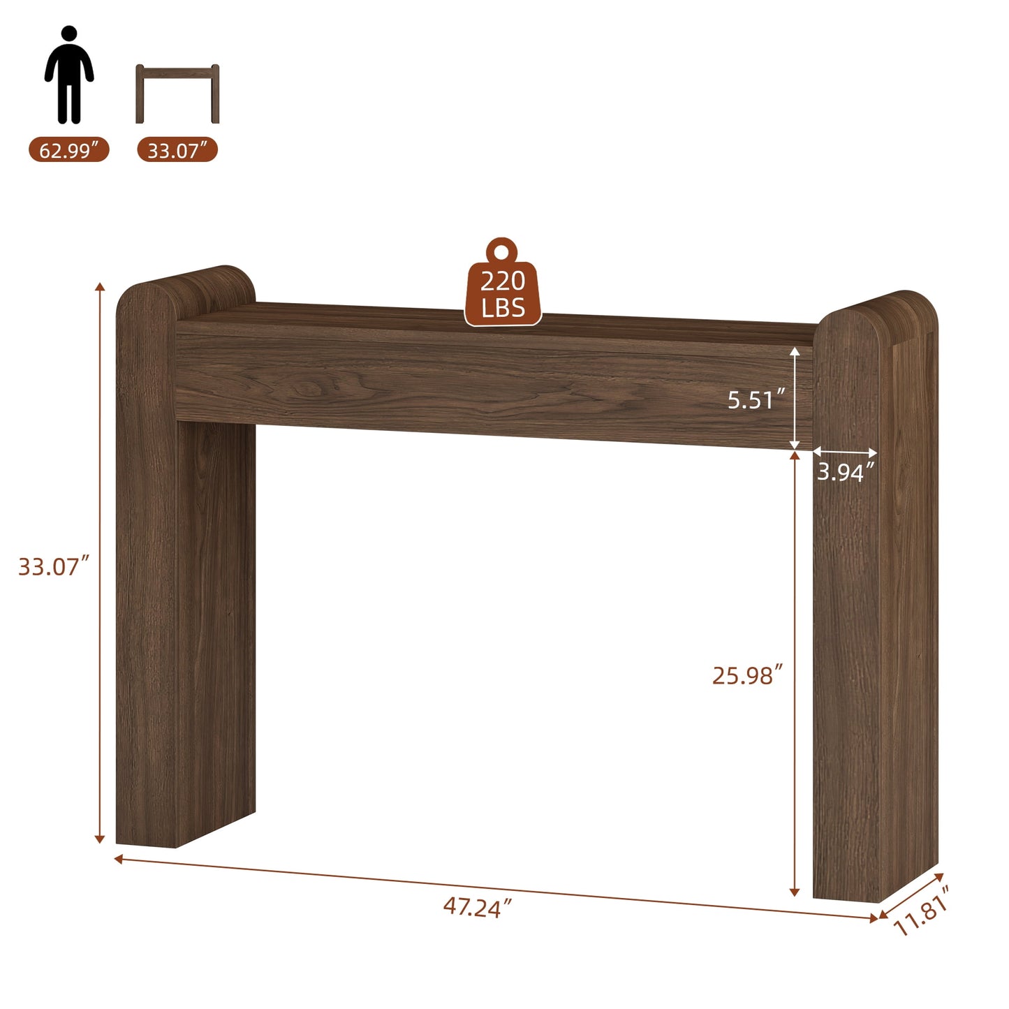 Laintene Console Table for Entryway, Wooden Sofa Table Behind The Couch, Modern Narrow Console Table for Living Room, Hallway, Natural Oak