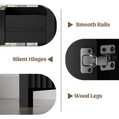 Laintene Storage Cabinet Set of 3, Sideboard Buffet Cabinet with Storage Drawer and Adjustable Shelf, 28" Wooden Accent Entryway TV Cabinet for Living Room, Black