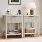 Laintene Fluted Nightstand Set of 2 - Modern Bedside Table with Drawer & Open Shelf, 2 AC Outlets + USB &Type-C for Bedroom & Living Room, White Oak