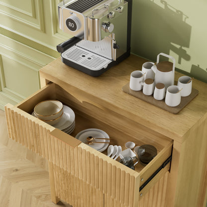 Laintene Storage Cabinet Set of 3, Sideboard Buffet Cabinet with Storage Drawer and Adjustable Shelf, 28" Wooden Accent Entryway TV Cabinet for Living Room, Natural Oak