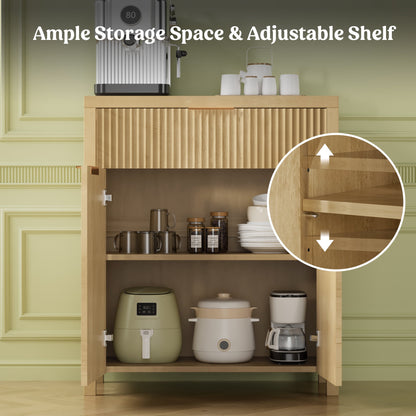 Laintene Storage Cabinet Set of 3, Sideboard Buffet Cabinet with Storage Drawer and Adjustable Shelf, 28" Wooden Accent Entryway TV Cabinet for Living Room, Natural Oak